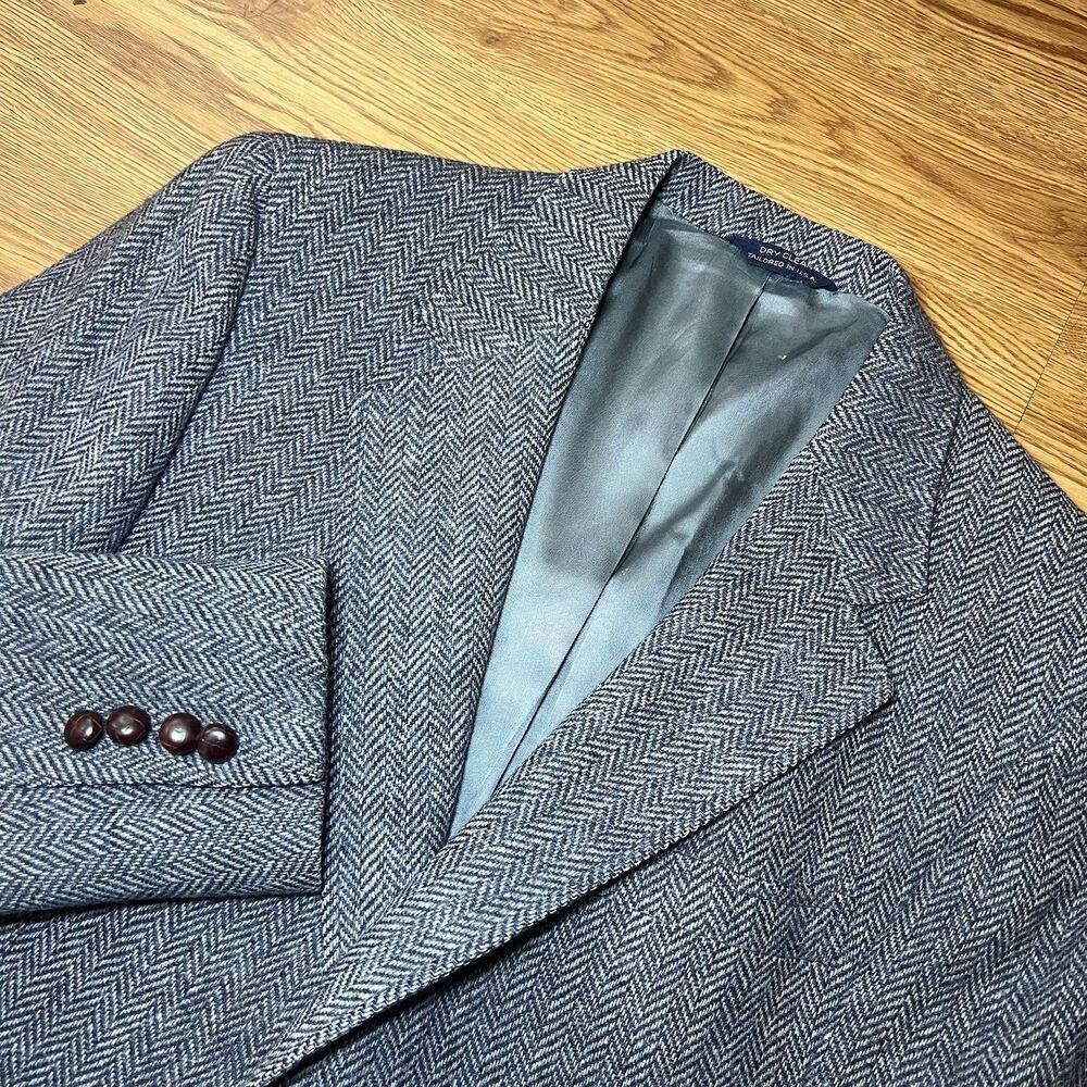 Vtg Men's Cricketeer Harris Grey Tweed 100% Wool Blazer Coat Herringbone Sz 40